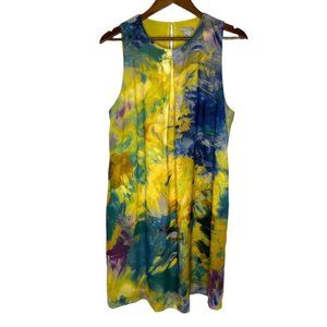 H&M Yellow Paint Pattern Sleeveless Dress Size 14 Women’s